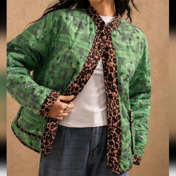 Leopard Print & Paisley Flower Patchwork Casual Cottonswear - Picture 4 of 5